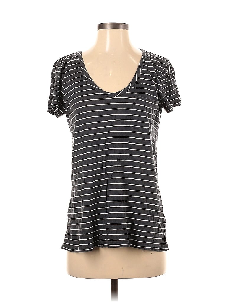 Caslon Stripes Gray Short Sleeve T-Shirt Size S - photo 1