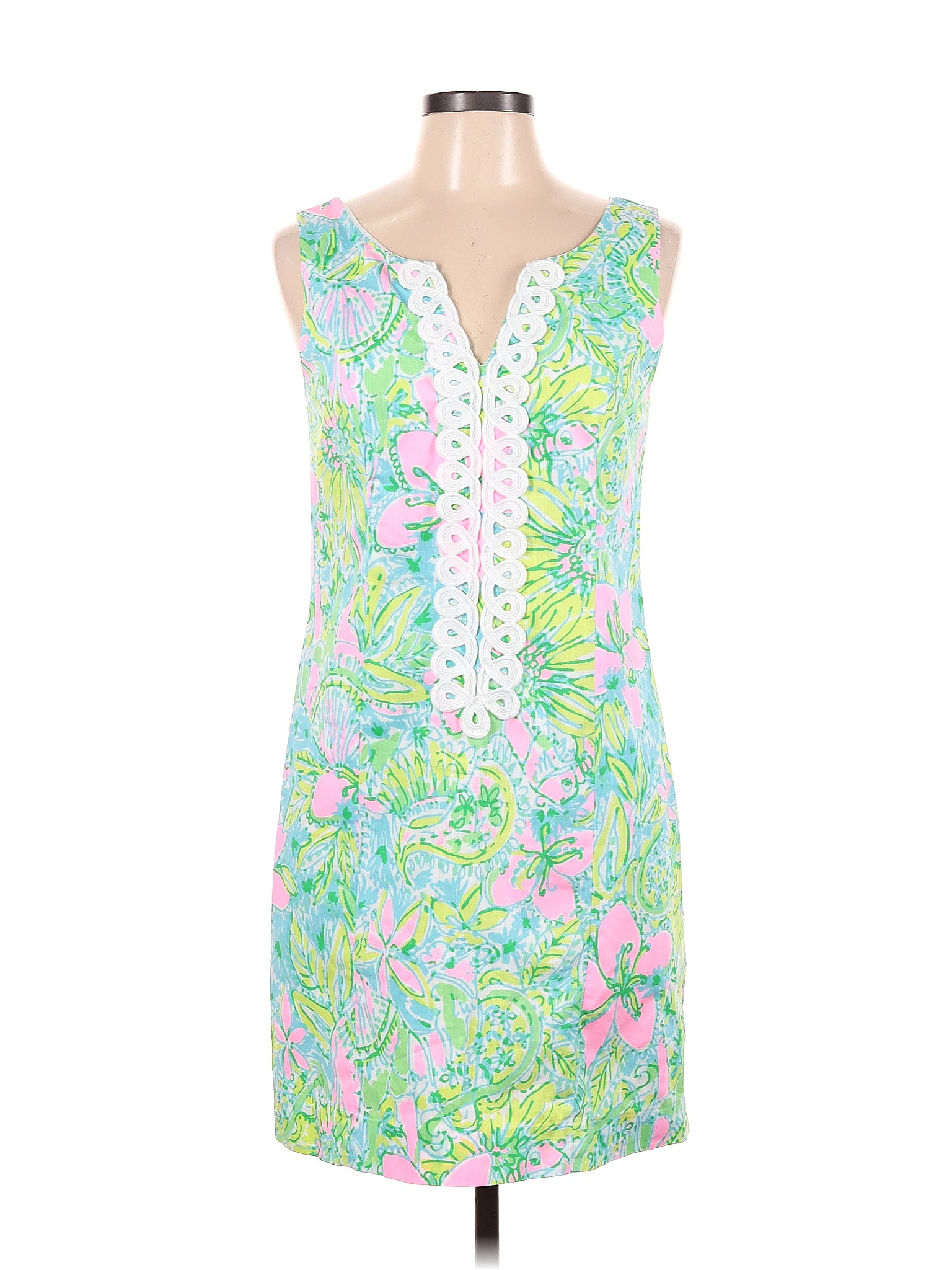 Lilly Pulitzer 100 Cotton Multi Color Green Cocktail Dress Size 6 69