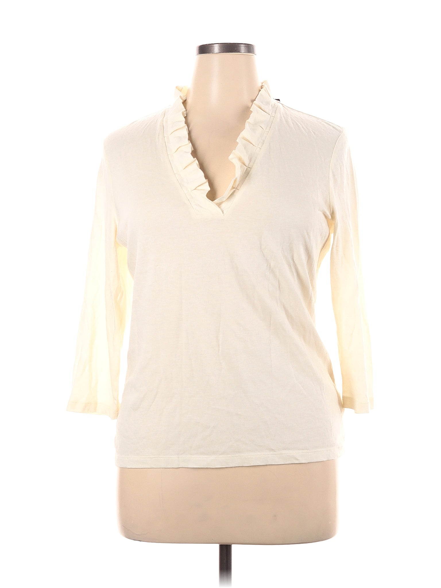 Talbots Solid Ivory Long Sleeve Top Size Xl 75 Off Thredup