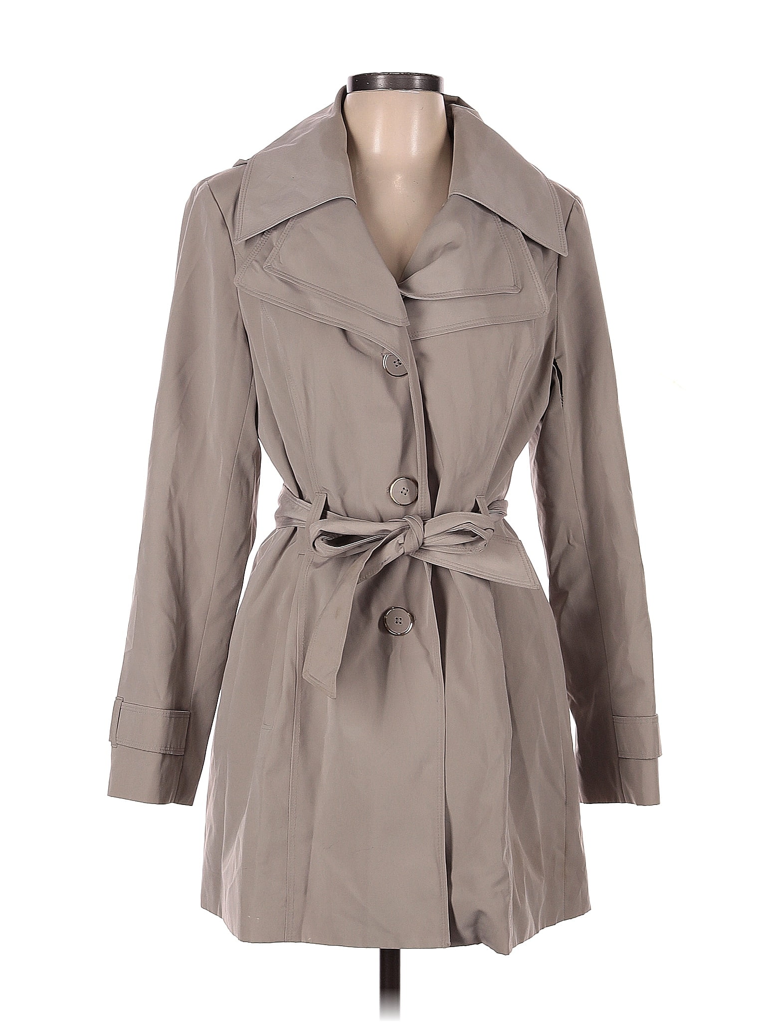 London Fog 100 Polyester Solid Tan Gray Trenchcoat Size M 65 off