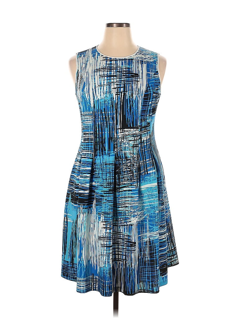 Nine West Acid Wash Print Graphic Blue Casual Dress Size 14 - photo 1