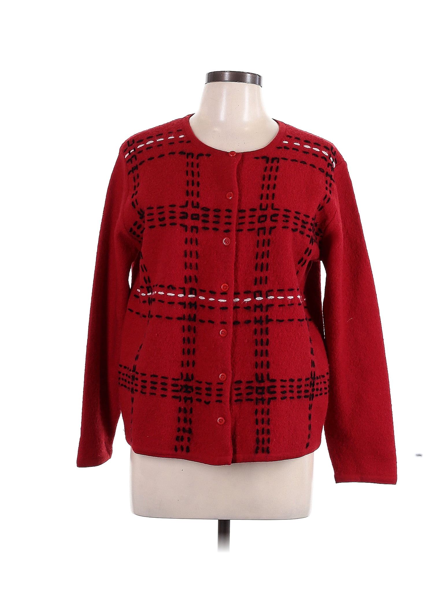 Haut Femme Liz Claiborne Villager Sport - Manches Longues Rouge Et Marine - Taille M - Occasion Très Bon état