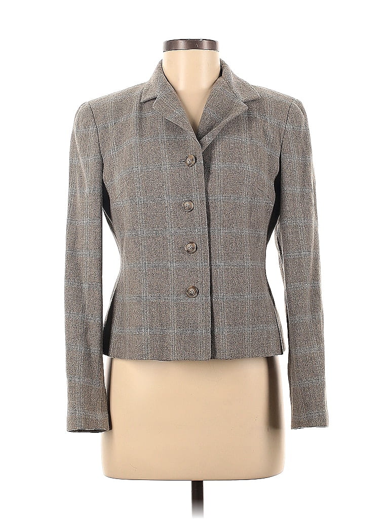Talbots Houndstooth Plaid Tweed Gray Wool Blazer Size 6 (Petite) - photo 1