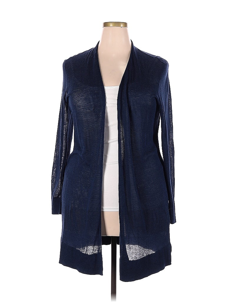 Roz & Ali Color Block Solid Blue Cardigan Size 2X (Plus) - 53% off ...