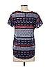 Japna 100% Polyester Fair Isle Aztec Or Tribal Print Blue Short Sleeve Blouse Size S - photo 2