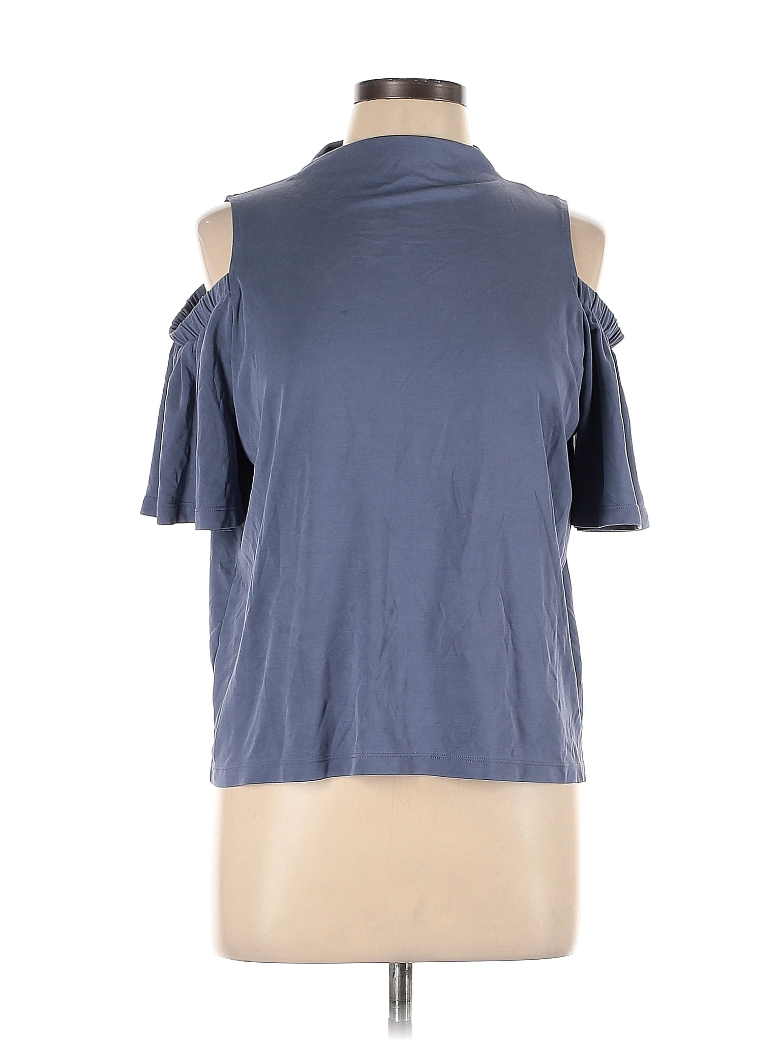 Oliver Bonas Solid Blue Short Sleeve Top Size 12 73 Off Thredup