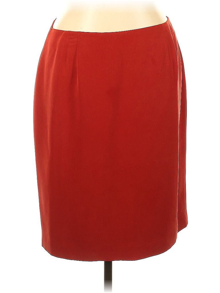 Jones New York 100% Silk Solid Red Silk Skirt Size 16 - photo 1