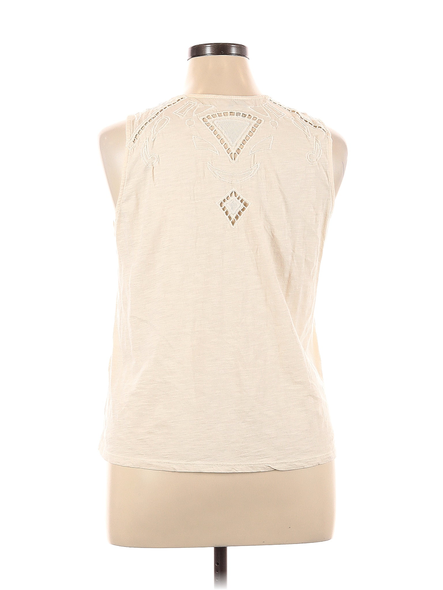 Lucky Brand 100% Polyester Ivory Sleeveless Top Size XL - 71% off