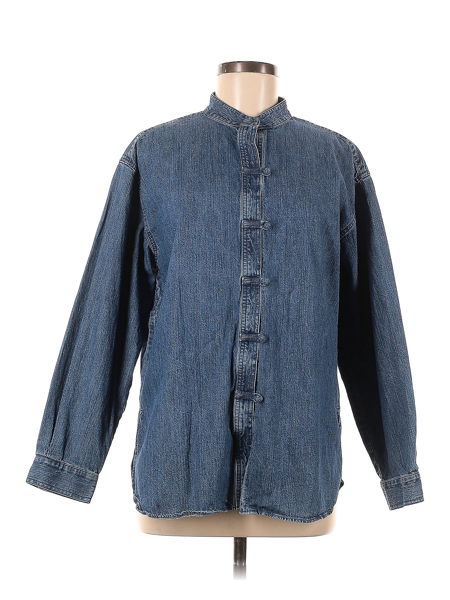 J Jill 100 Cotton Solid Blue Denim Jacket Size M 69 Off Thredup