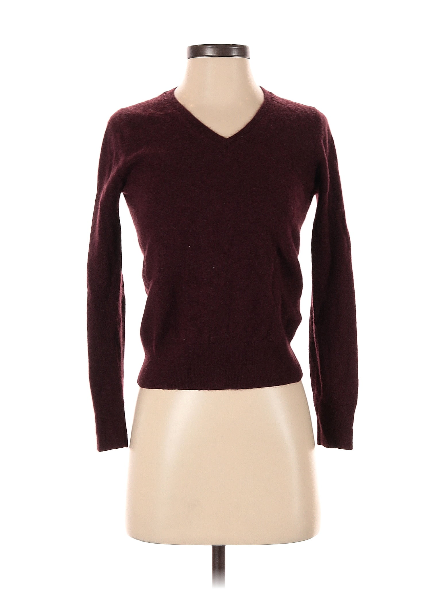 Quince 100% Cashmere Color Block Solid Burgundy Cashmere Pullover ...