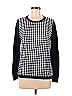 Ann Taylor Factory Checkered-gingham Houndstooth Grid Blue Sweatshirt Size L - photo 1