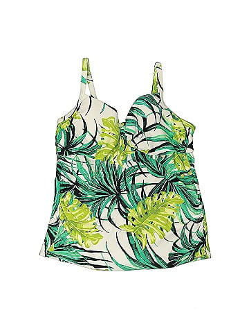 Swim by Cacique Tropical Multi Color Green Swimsuit Top Size 1X