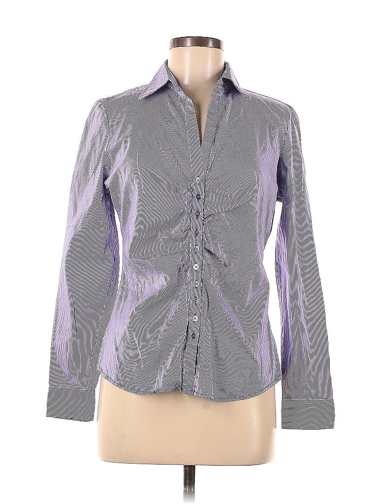 New York & Company Jacquard Damask Brocade Silver Long Sleeve Button-Down Shirt Size M - photo 1