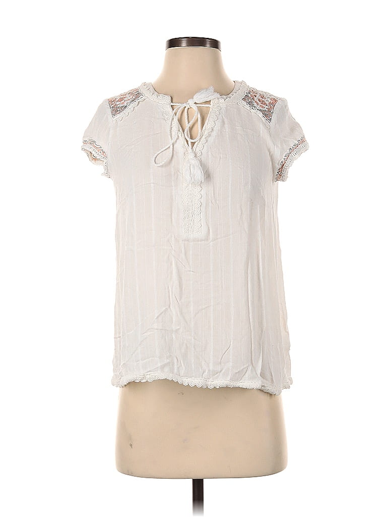 Knox Rose 100 Rayon White Short Sleeve Blouse Size Xs 47 Off Thredup