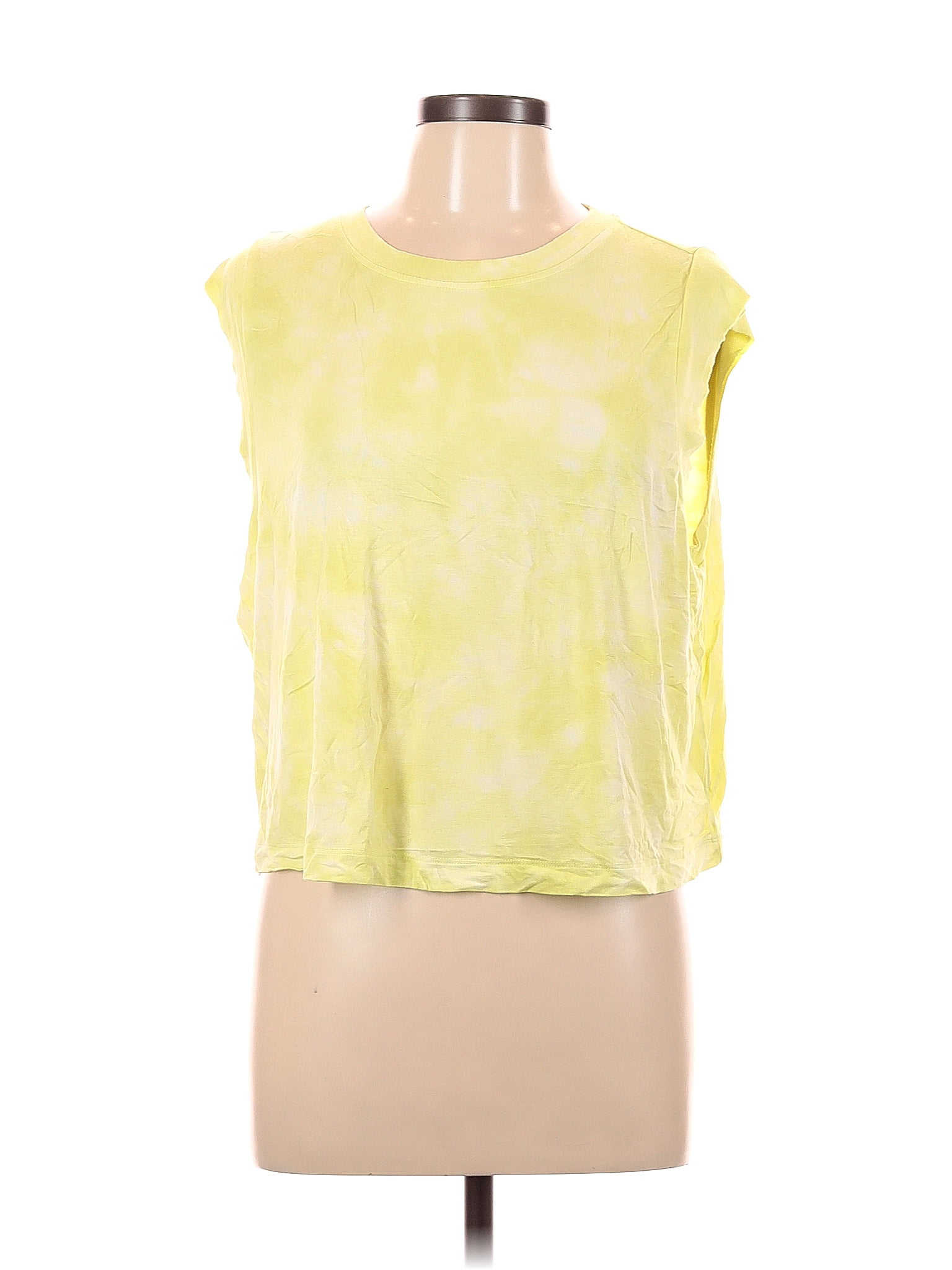 JoyLab Tie-dye Yellow Sleeveless T-Shirt Size L - 25% off