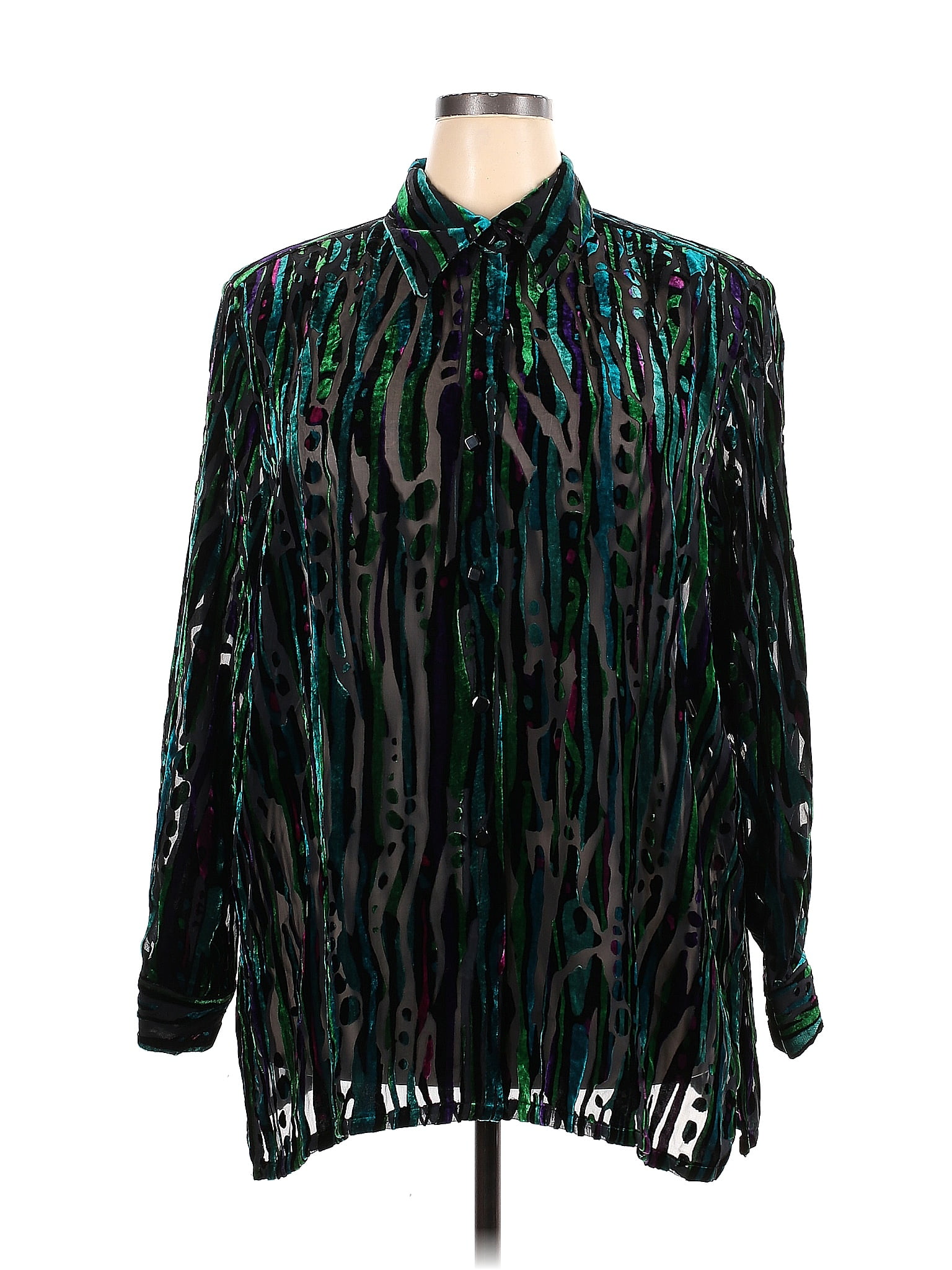 Bob Mackie Multi Color Black Long Sleeve Blouse Size 2X (Plus) - 39% ...