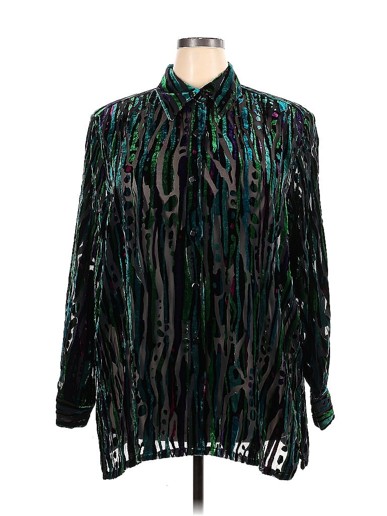 Bob Mackie Multi Color Black Long Sleeve Blouse Size 2X (Plus) - 39% ...