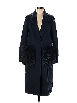 Dawn Levy Natalie Double Faced Wool Coat with Raccoon Fur Trim  (view 1)