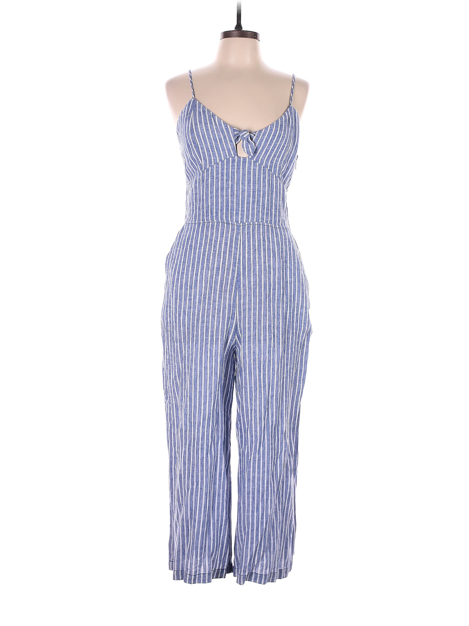 Rachel Roy Women's Cotton Cropped Tie-Back Jumpsuit Navy Size 12