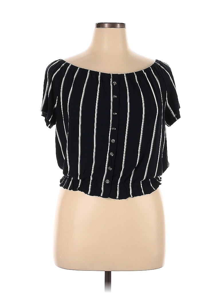H&M 100% Viscose Black Short Sleeve Top Size XL - photo 1