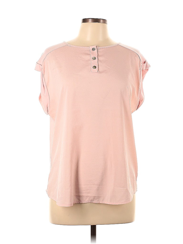 New York & Company 100% Polyester Pink Sleeveless Henley Size L - photo 1