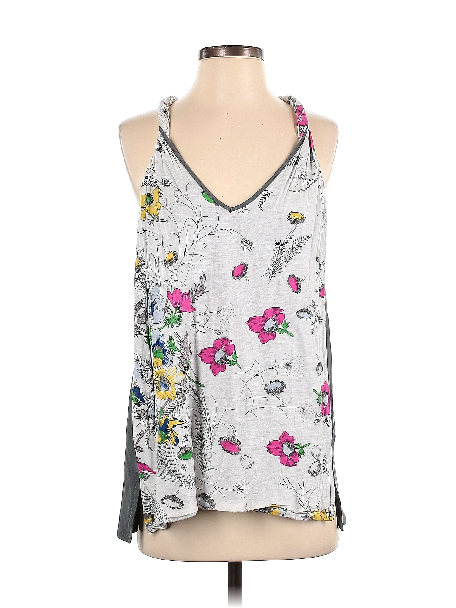 Tiny 100% Rayon Floral Gray Sleeveless Top Size M - 65% off | ThredUp