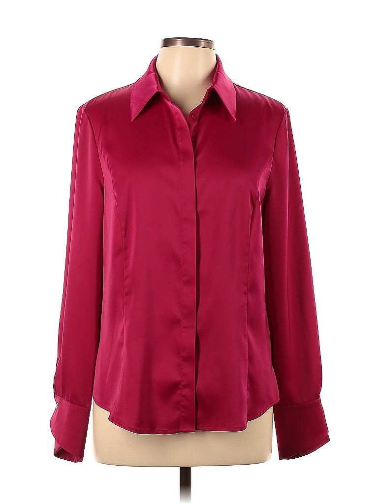 Etcetera Burgundy Long Sleeve Blouse Size 10 - photo 1