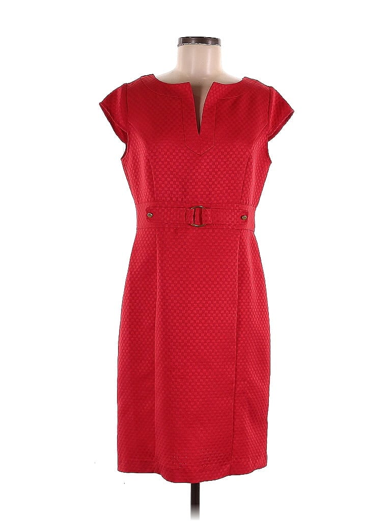 Phase Seven 100% Polyester Jacquard Red Casual Dress Size 8 - photo 1