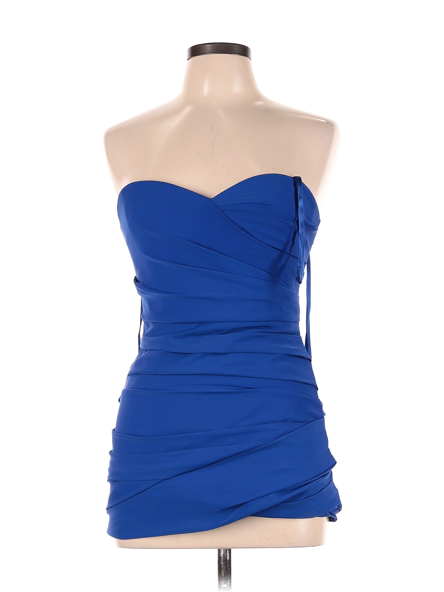 BCBGMAXAZRIA 100 Polyester Solid Blue Cocktail Dress Size 8 84