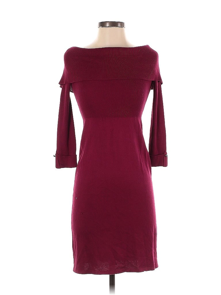 White House Black Market Solid Burgundy Casual Dress Size XXS - photo 1