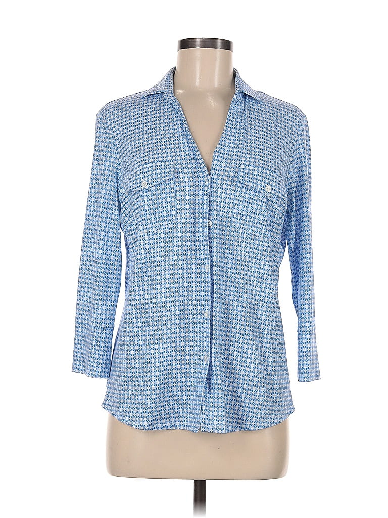 J. McLaughlin Blue 3/4 Sleeve Button-Down Shirt Size M - 77% off | ThredUp