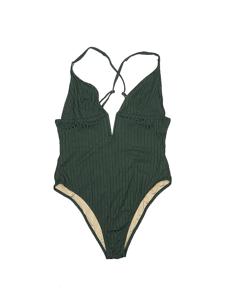 Shade & Shore Solid Green One Piece Swimsuit Size L - 45% off | ThredUp