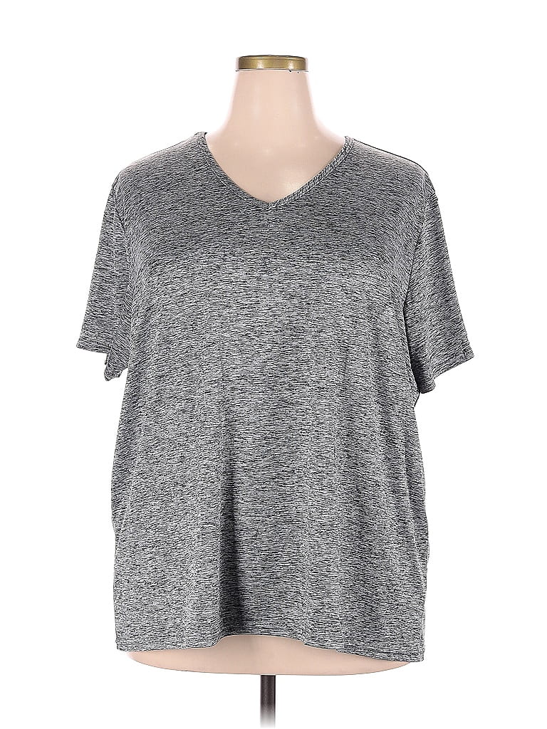 Assorted Brands Marled Gray Short Sleeve T-Shirt Size 3X (Plus) - photo 1