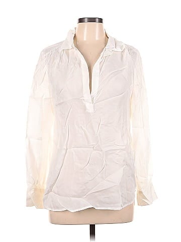 J.Crew Solid White Ivory Long Sleeve Blouse Size M - 75% off