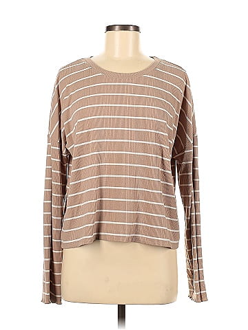 Z Supply Color Block Stripes Tan Brown Pullover Sweater Size M 