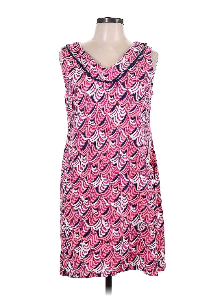 Talbots 100% Cotton Paisley Hearts Batik Graphic Pink Casual Dress Size L (Petite) - photo 1