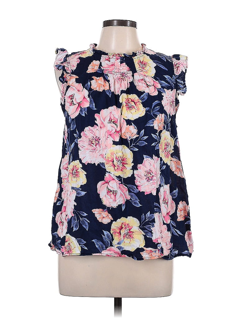 Old Navy Floral Blue Sleeveless Top Size L - photo 1