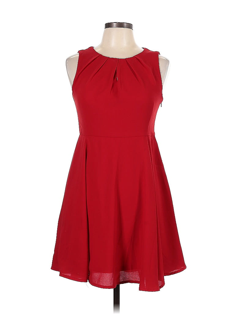 Ya Los Angeles Solid Red Casual Dress Size L - photo 1
