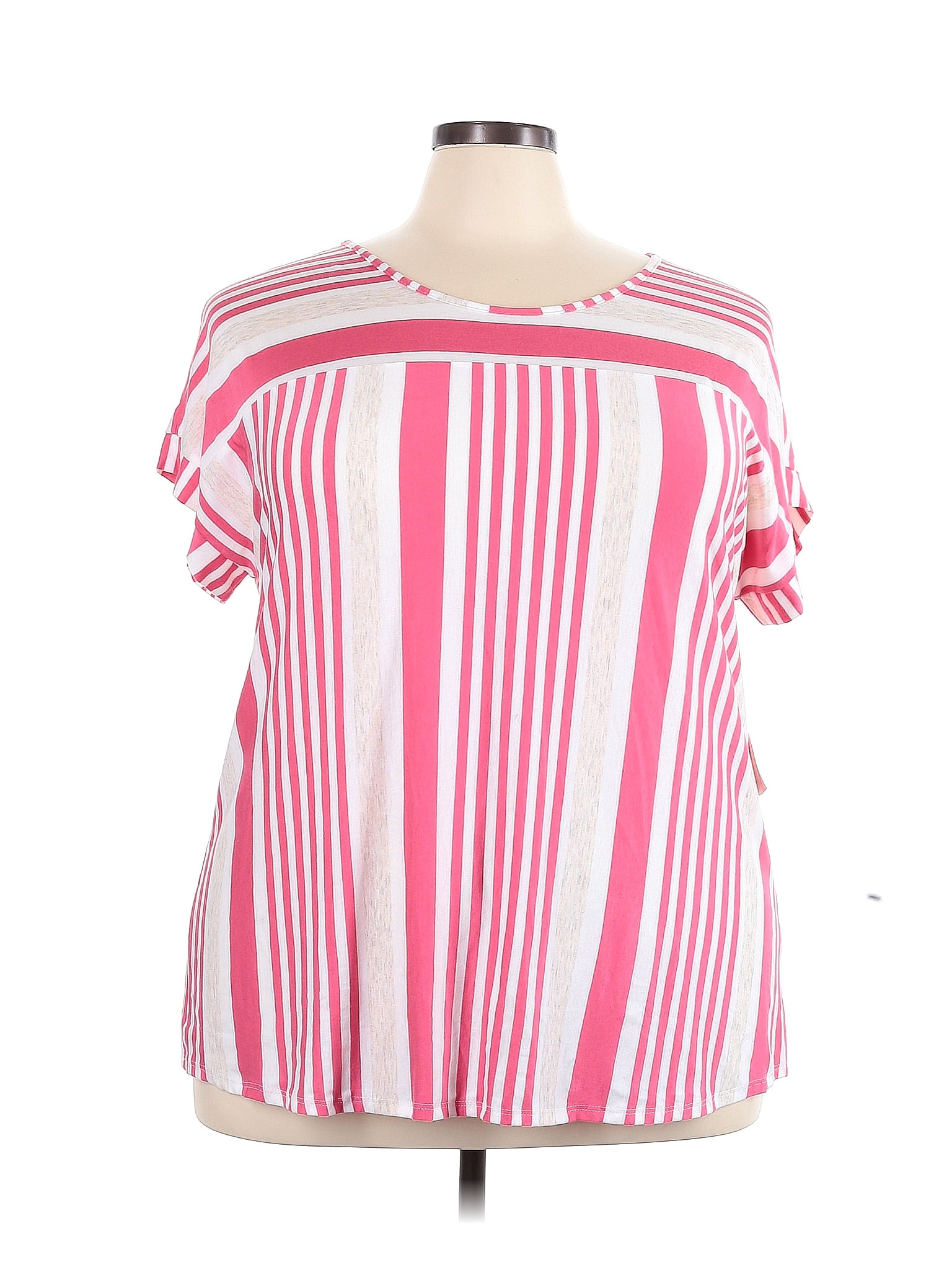 Corvia Stripes Pink Short Sleeve Top Size 3x Plus 36 Off Thredup