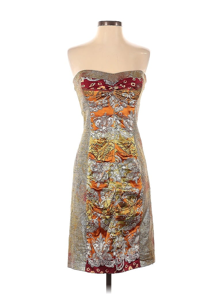 Nicole Miller Collection Jacquard Floral Motif Paisley Baroque Print Brocade Silver Casual Dress Size 6 - photo 1