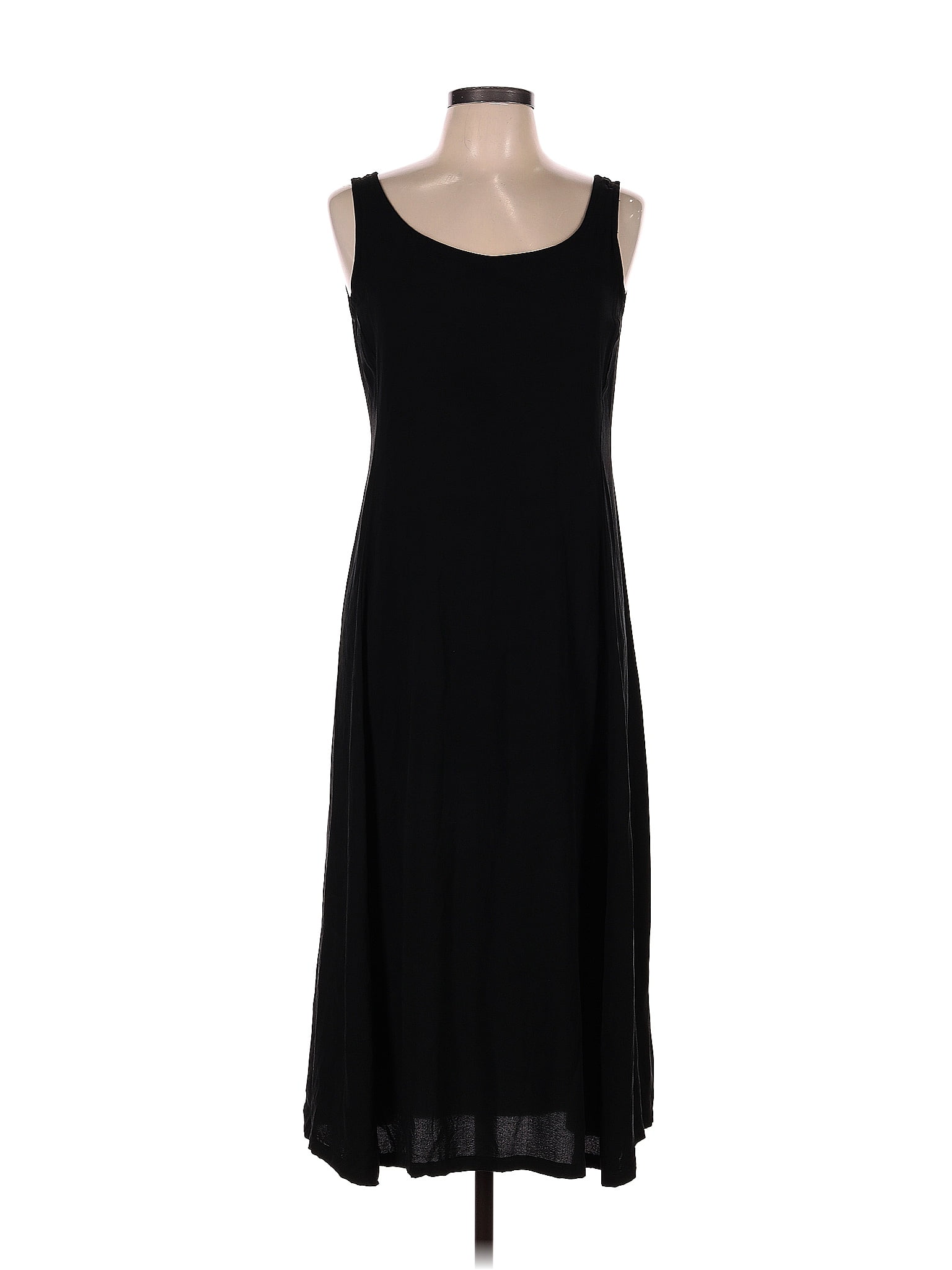 Eileen Fisher 100% Silk Solid Black Casual Dress Size M - 68% off