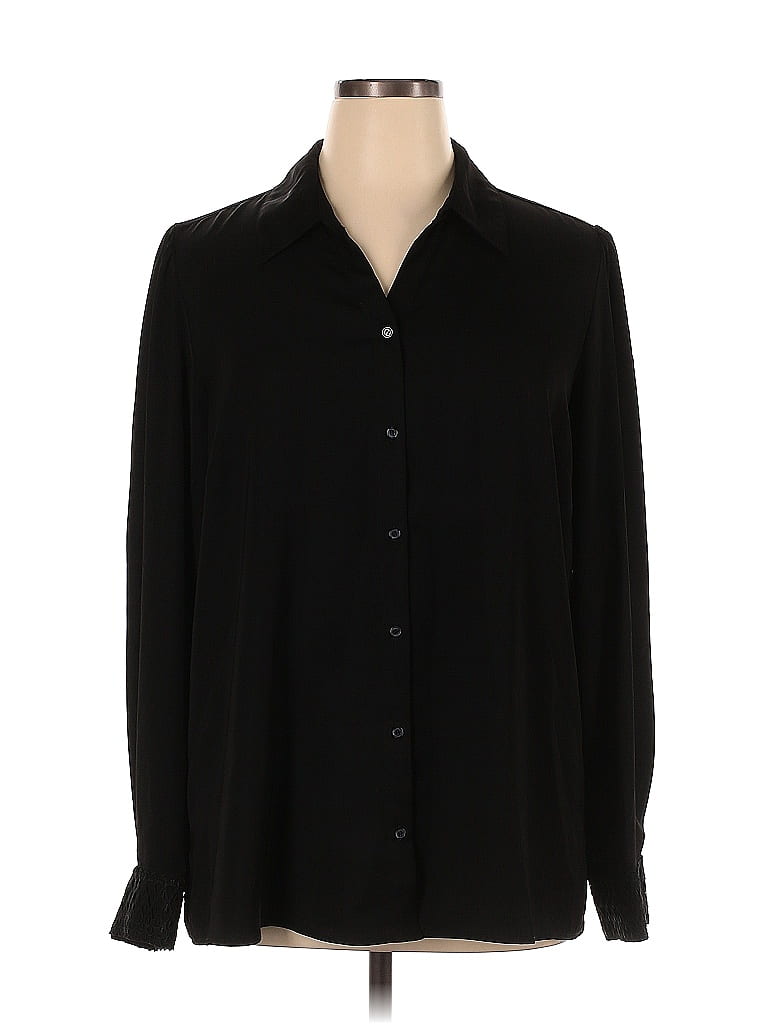 Susan Graver 100 Polyester Black Long Sleeve Blouse Size Xl 65 Off