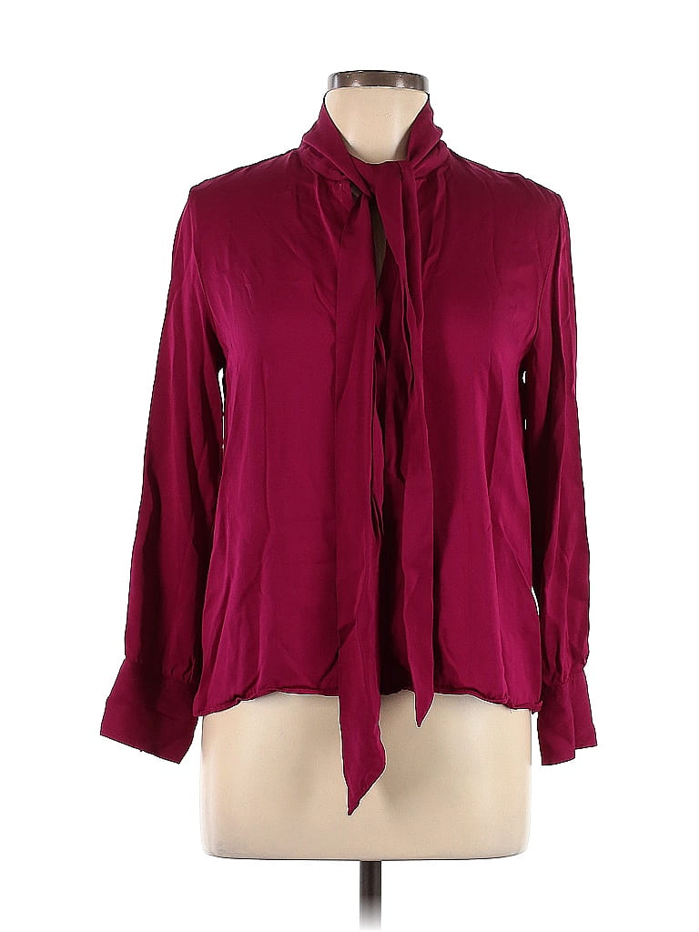 Zara 100 Viscose Burgundy Long Sleeve Blouse Size L 52 Off Thredup