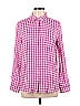 BP. 100% Viscose Checkered-gingham Houndstooth Pink Long Sleeve Button-Down Shirt Size M - photo 1
