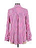 BP. 100% Viscose Checkered-gingham Houndstooth Pink Long Sleeve Button-Down Shirt Size M - photo 2