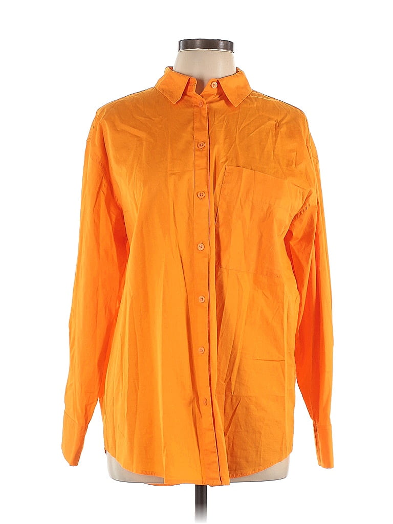 A New Day Solid Orange Long Sleeve Button Down Shirt Size L 52 Off