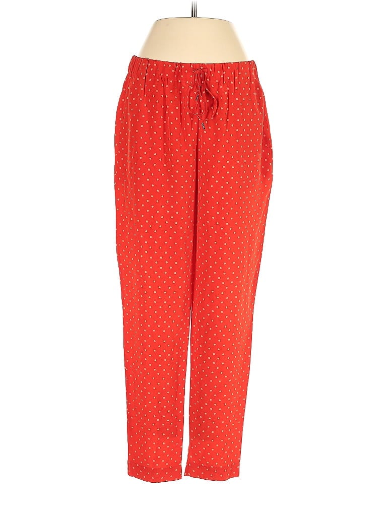 Joie 100% Silk Polka Dots Jacquard Hearts Stars Red Casual Pants Size XS - photo 1