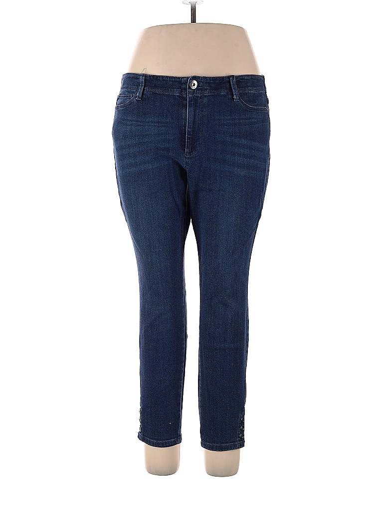 Simply Vera Vera Wang Solid Blue Jeans Size 14 (Petite) - 53% off