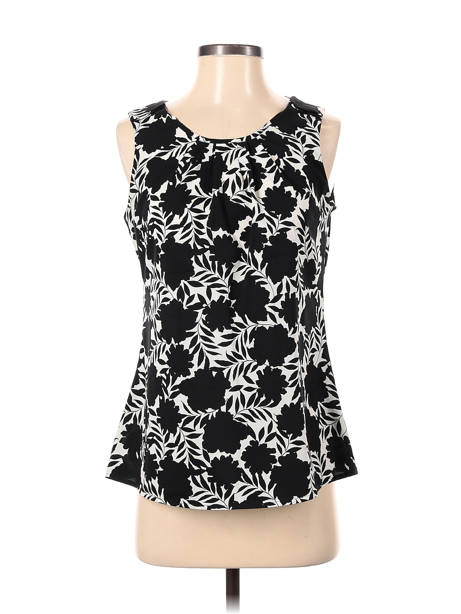 Banana Republic Factory Store 100 Polyester Floral Black Sleeveless