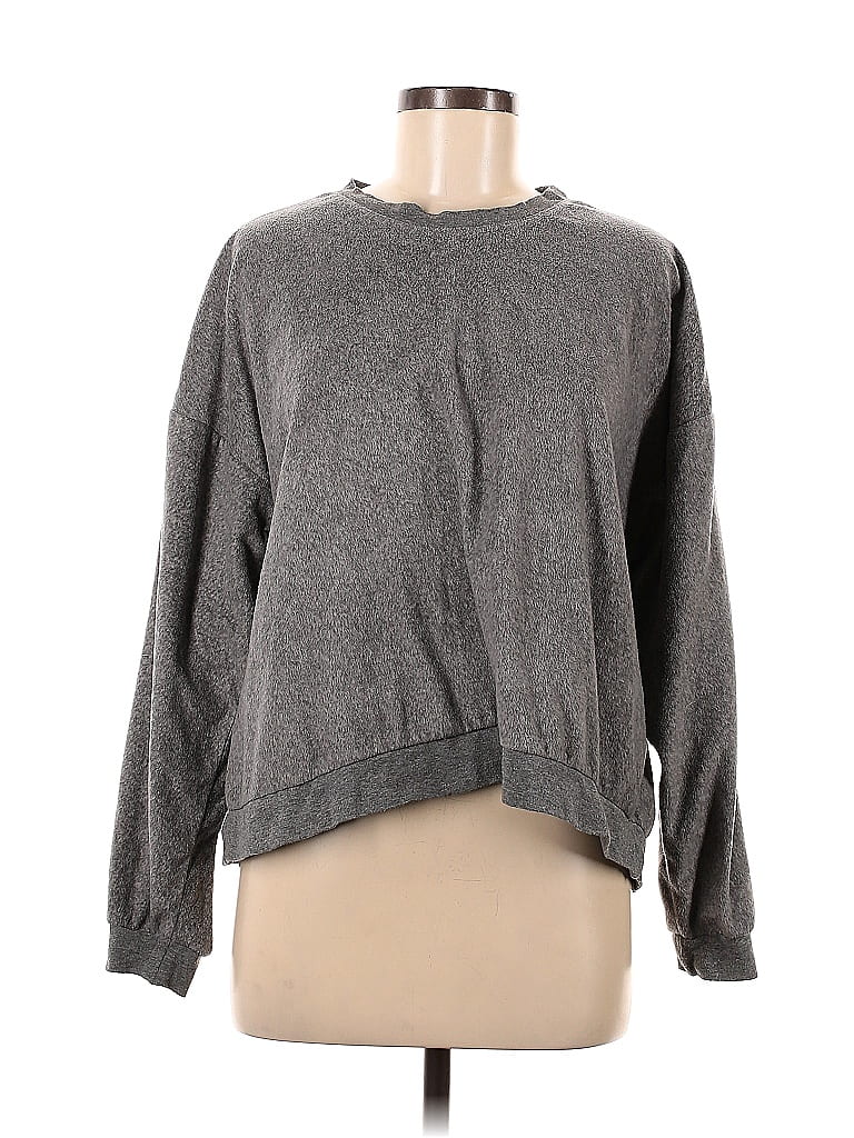 H&M 100% Polyester Marled Acid Wash Print Gray Sweatshirt Size L - photo 1